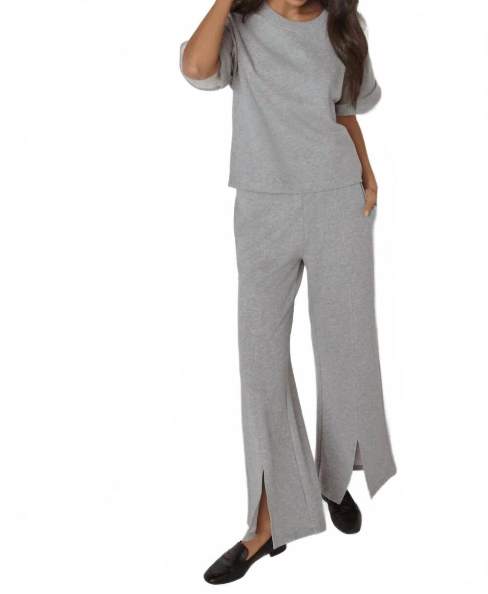 NEW NATION LTD lincoln front slit knit pants in heather gray